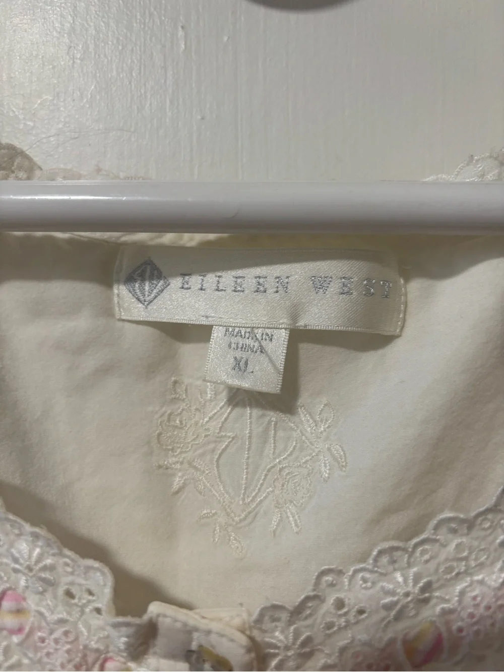 EILEEN WEST E5215907 WHITE COTTON PINK RIBBON NIGHTGOWN BALLET LAWN DRESS SZ XL